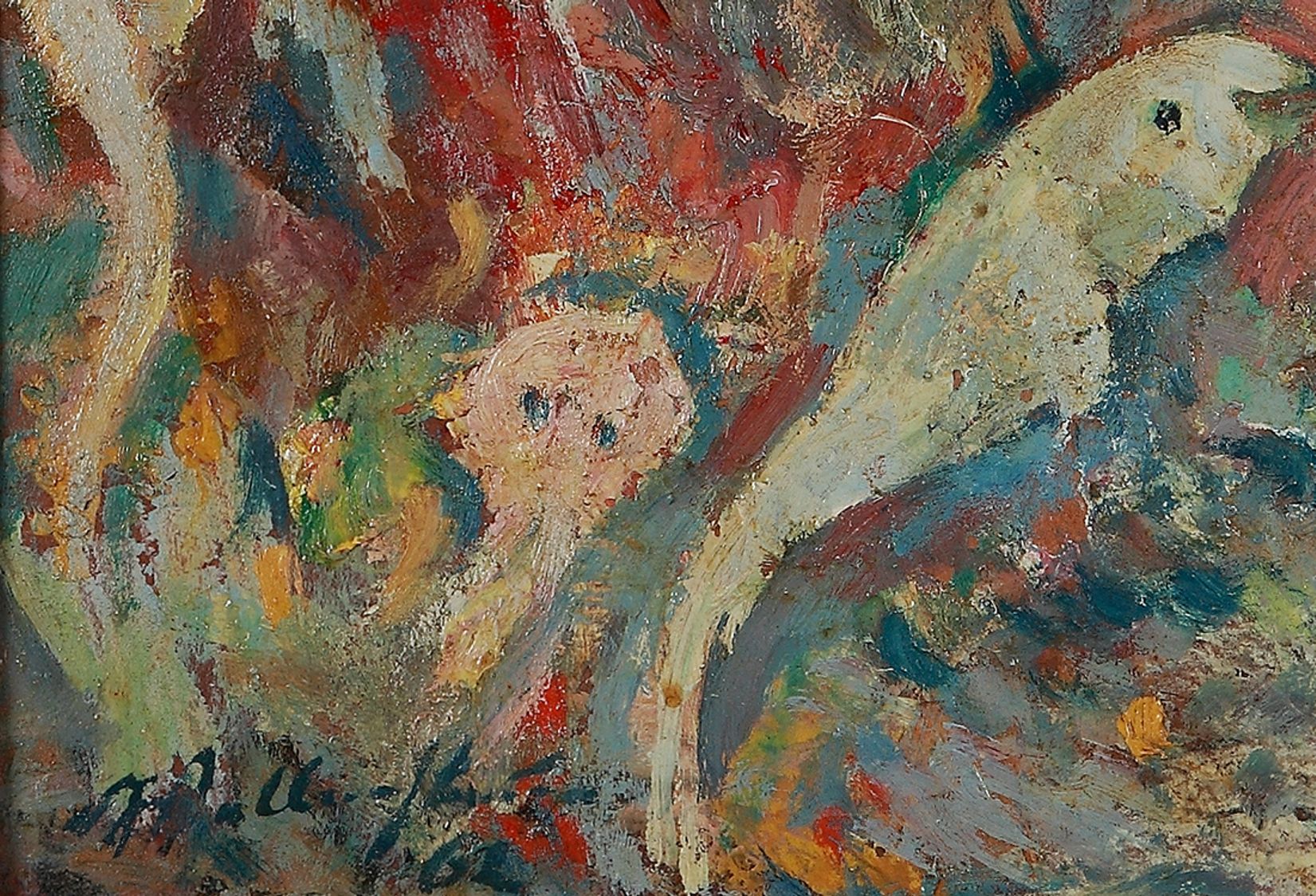 Weisse Fische Oil Painting 1962 By Walter Wellenstein