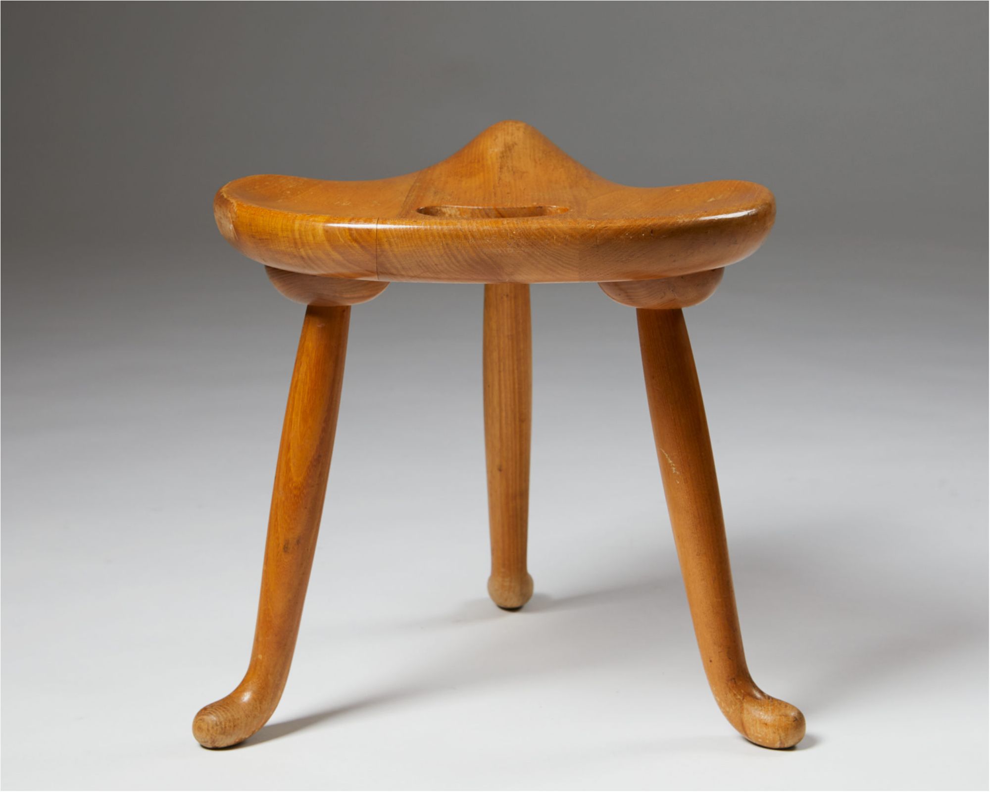 Three legged stool, designed by Josef Frank for Fritz Hansen, Denmark ...