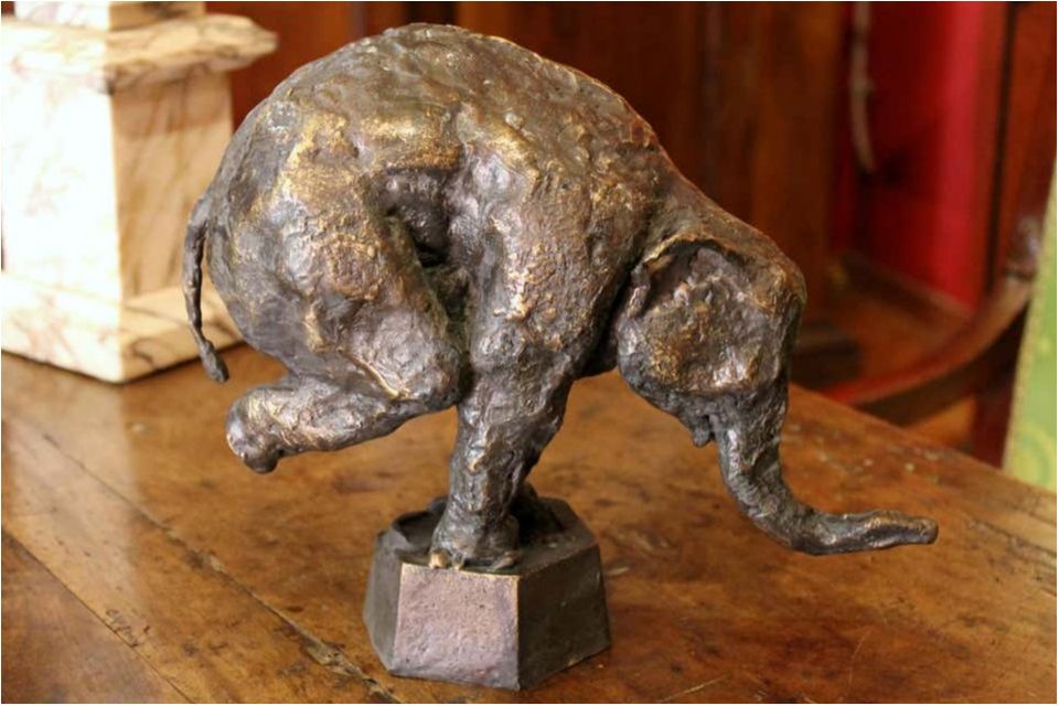 SALE Lost Wax Metal Statue Deep Rust Red Patina Brass Elephant 