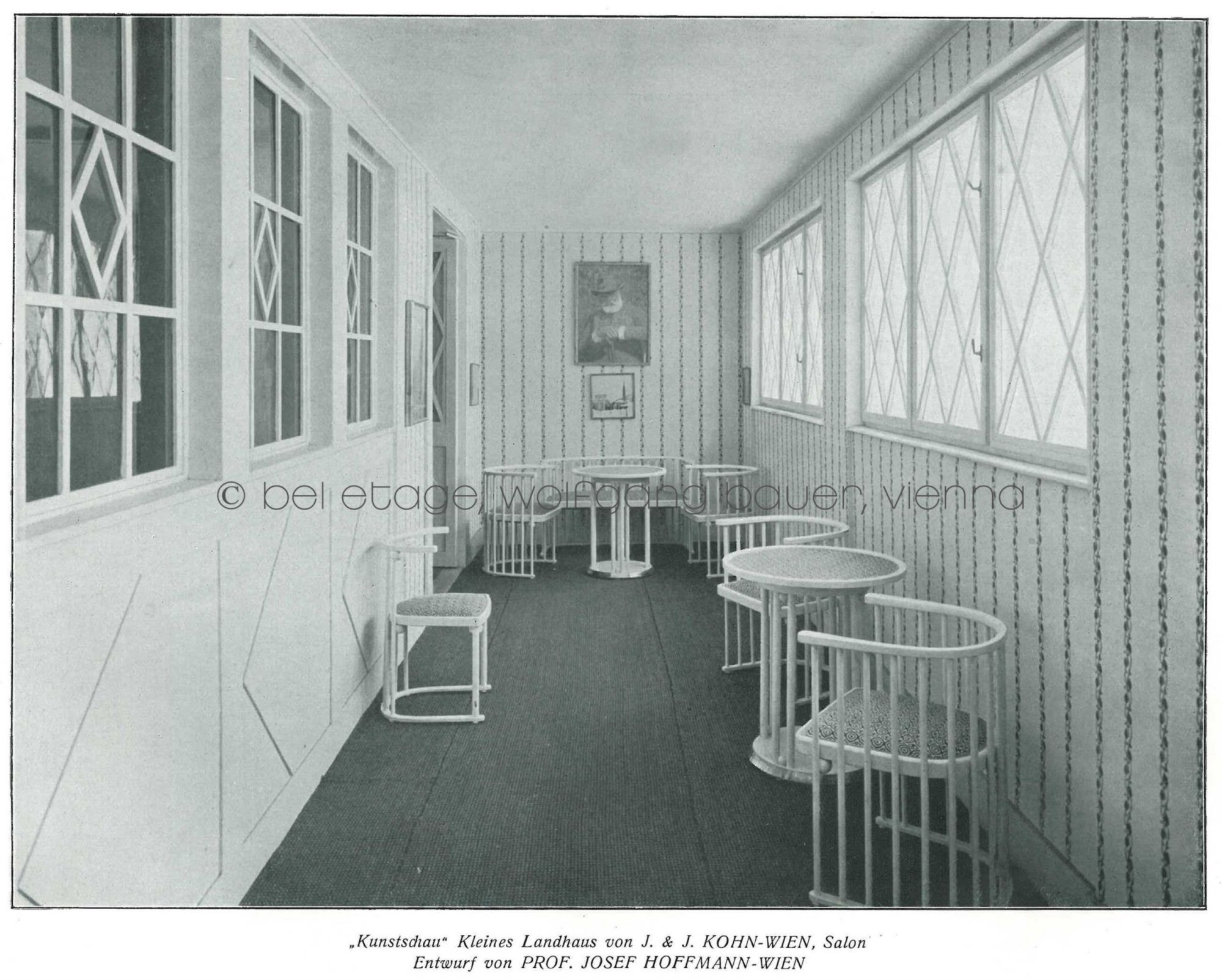 Josef Hoffmann J J Kohn Four Fledermaus Chairs And Table Vienna Around 1906