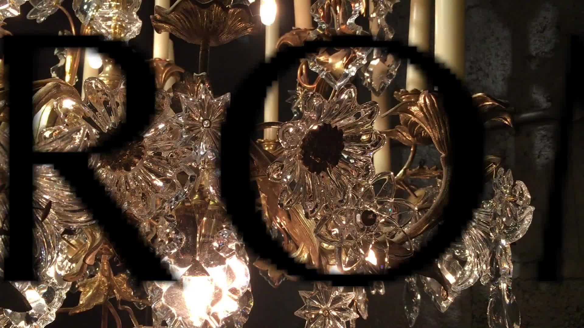 Mid. 19th century Floral Chandelier. Bronze and Crystal, image size:1920x1080