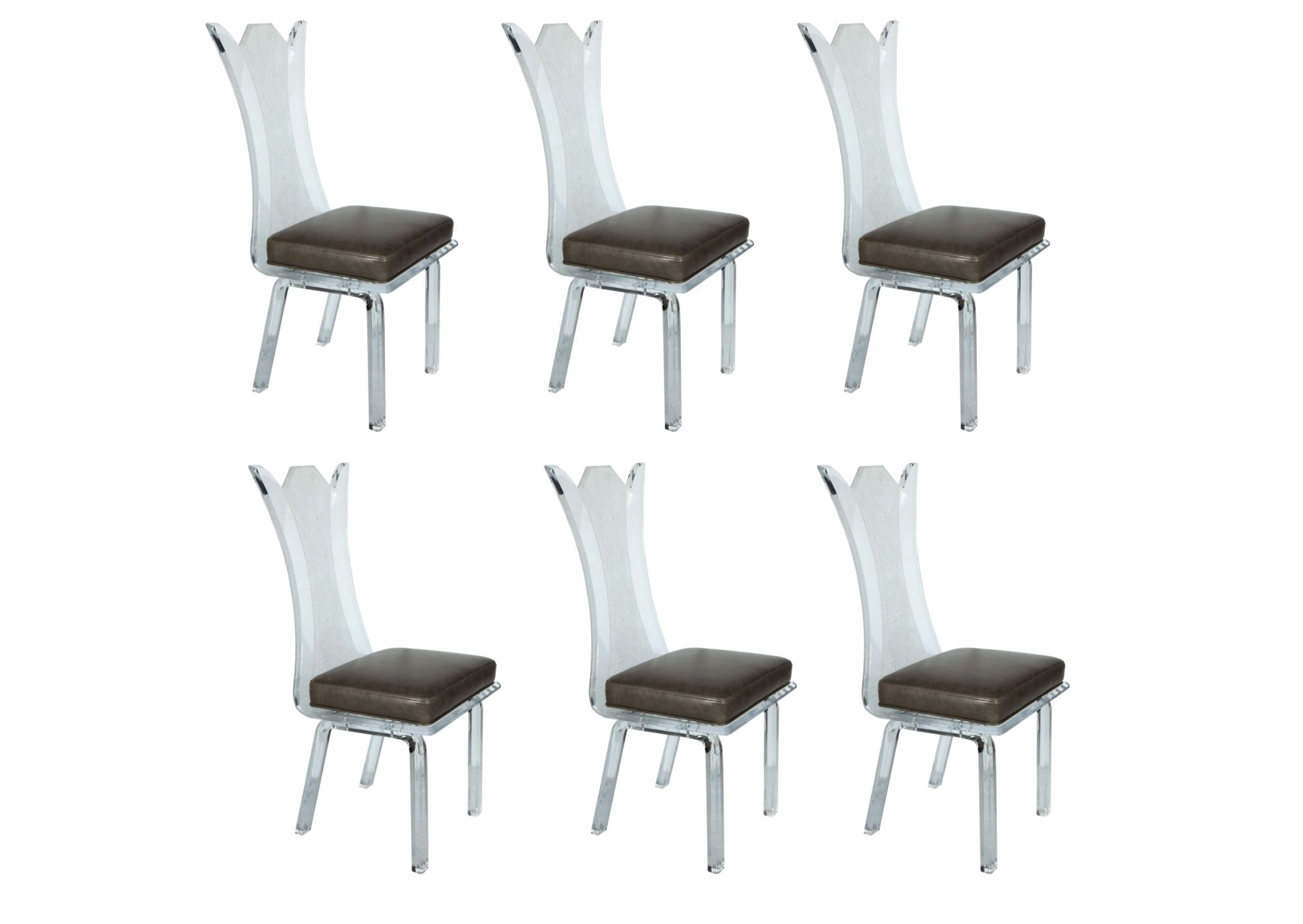 fantastic set of six lucite chairs