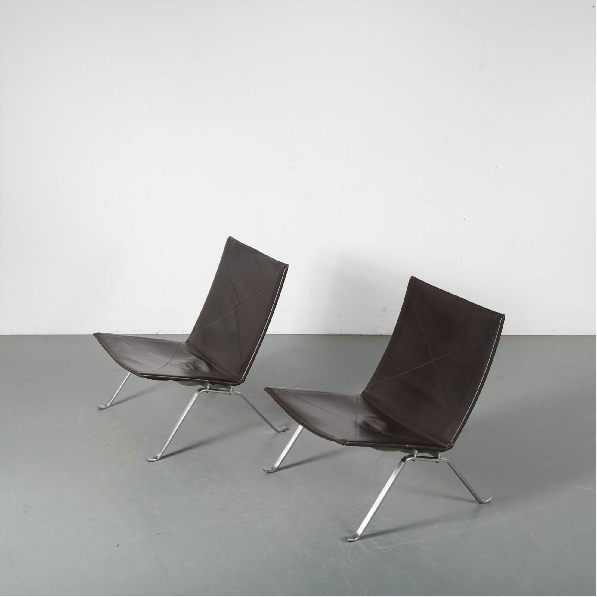 Pair Of Pk22 Lounge Chairs By Poul Kjaerholm For Fritz Hansen Denmark 1960