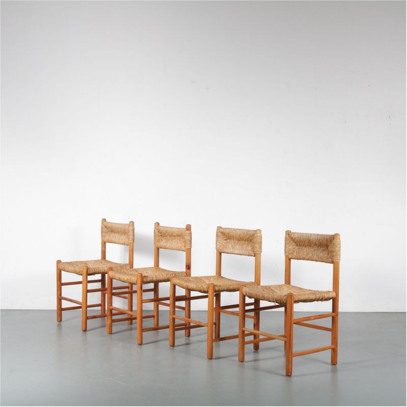 “Dordogne” dining chairs by Charlotte Perriand for Sentou, France 1950