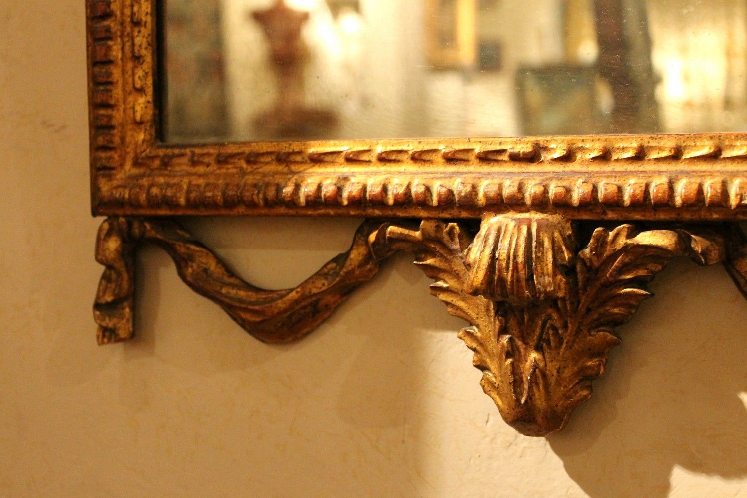 Hollywood Regency Style Carved Wood Silver Wall Mirror