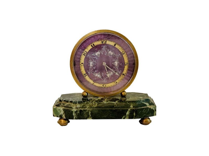 Art Deco table clock 1920-1930 Gübelin with sound system, 8 Jours, Sonnerie  and mouvement