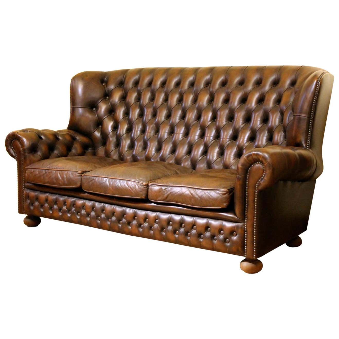 Vintage Chesterfield Sofa Brown Leather