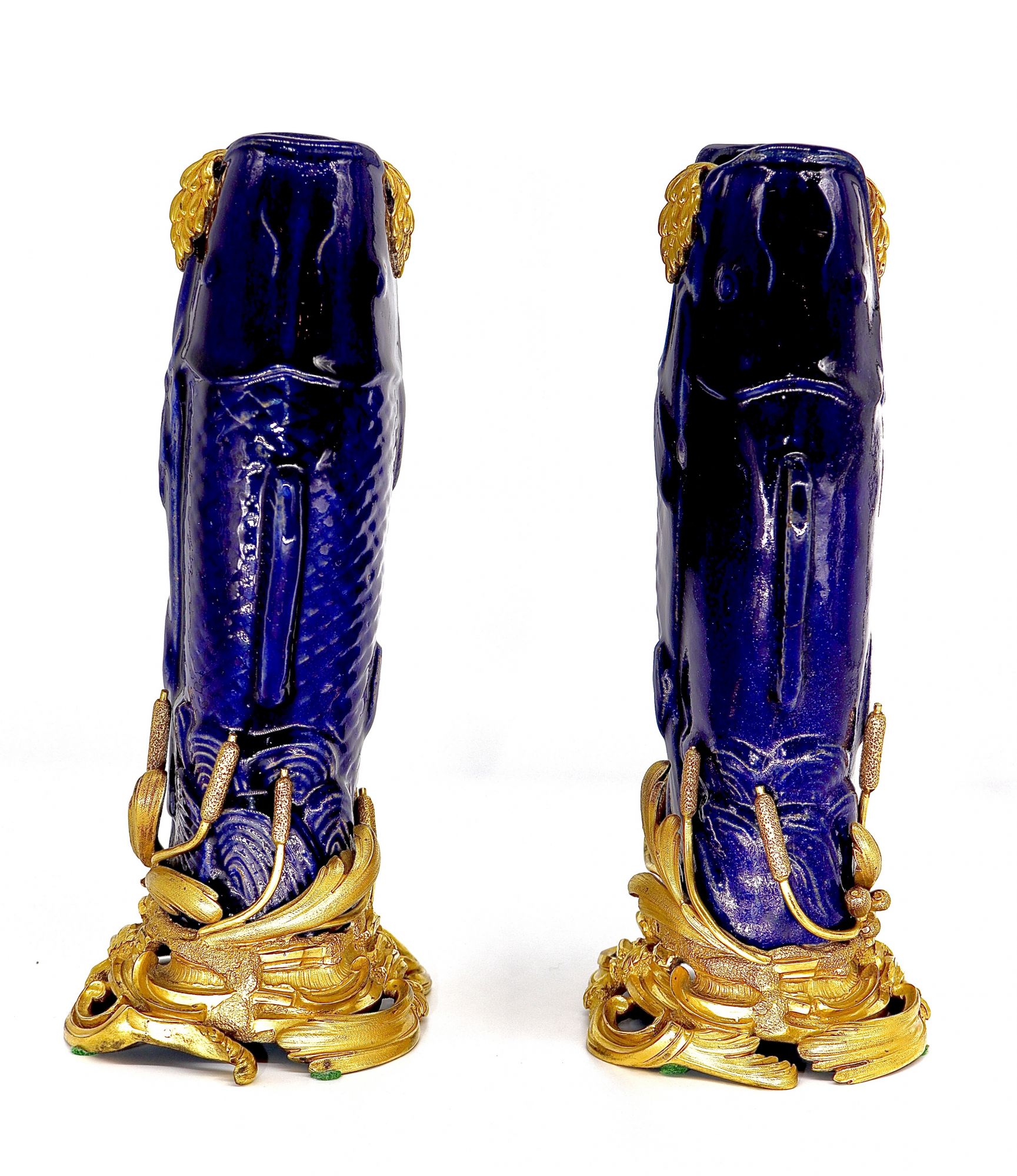 A Louis XV gilt-bronze mounted Chinese blue porcelain vase, the