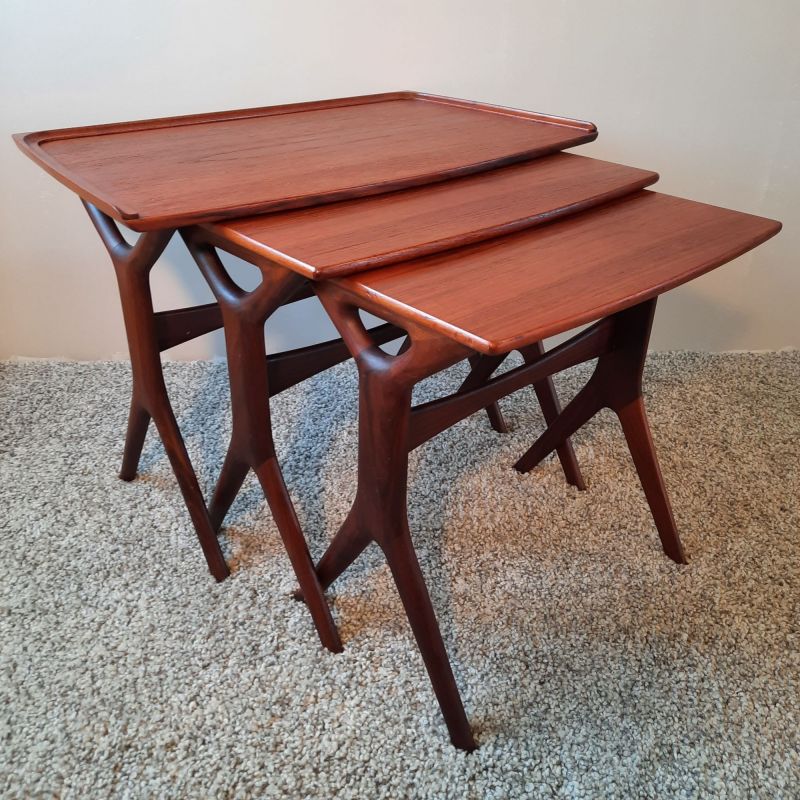 Johannes Andersen teak nesting tables for CFC Silkeborg, Danmark