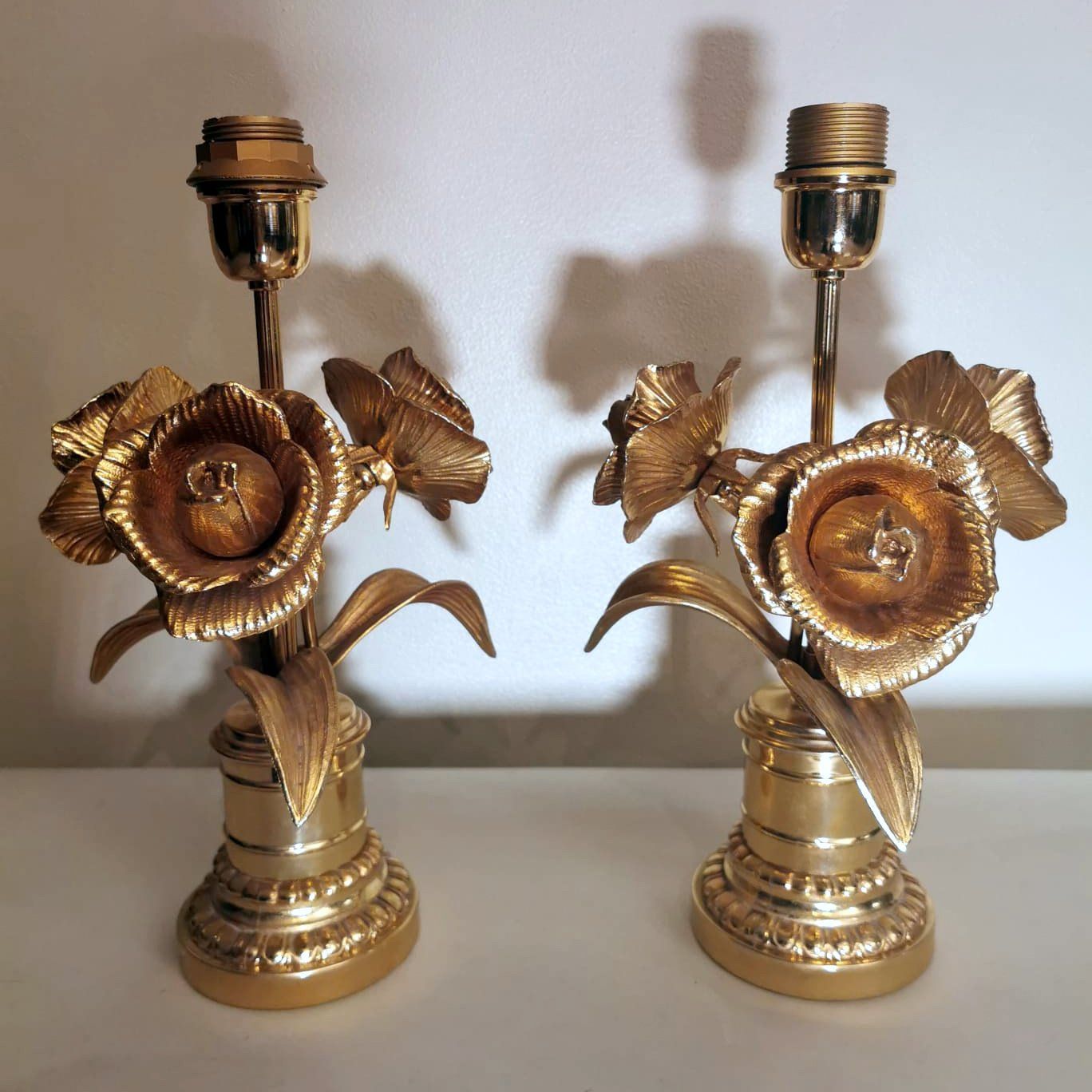 dræne energi varsel Maison Jansen Hollywood Regency Style Pair of Gilt Brass French Lamps