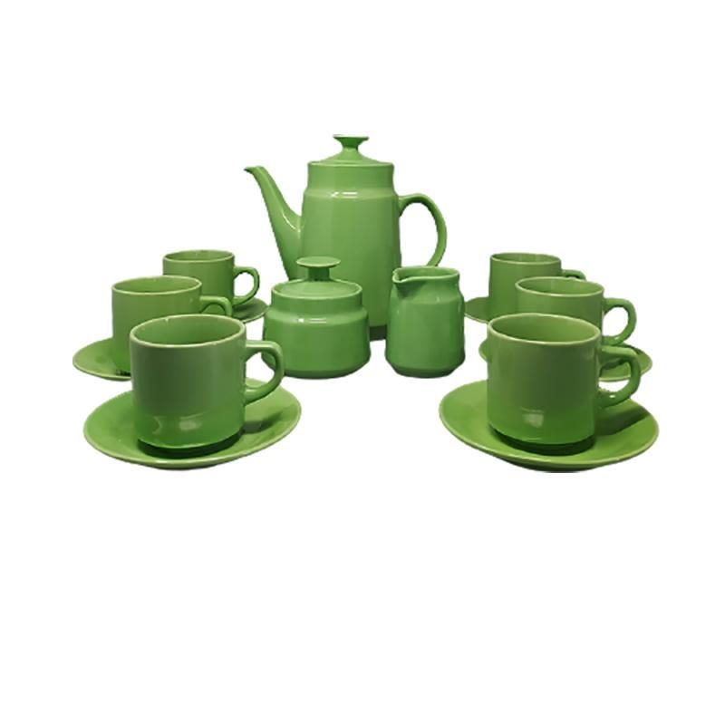 1970s Stunning Green Tea Set/Coffee Set in Gres Porcelain. Made in Italy
