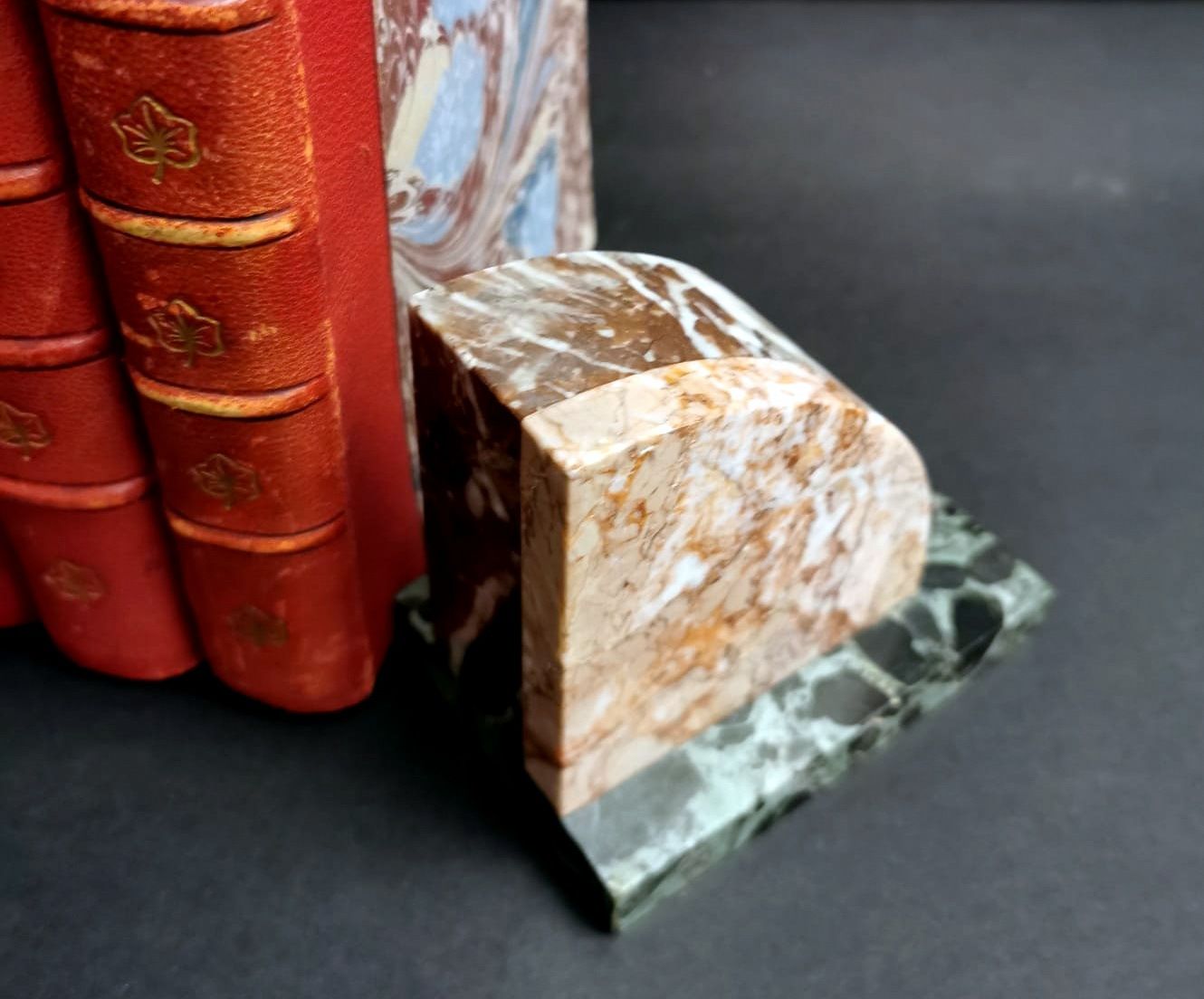 Art Deco French Bookends with Different Types of Marble