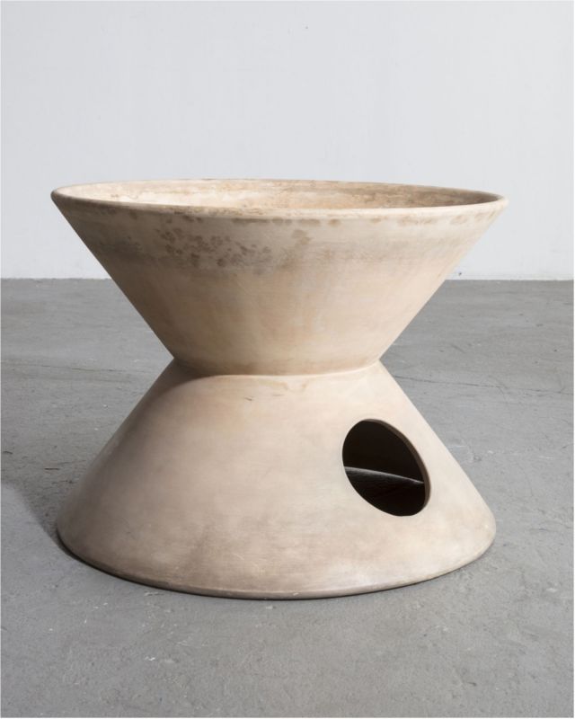 Low doublecone bisquefired ceramic planter by La Gardo Tackett, USA