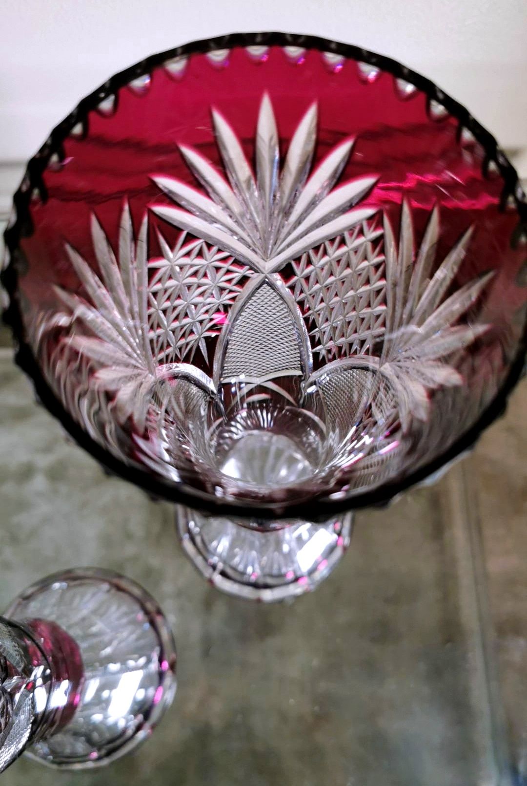 6 Art Deco St Louis Cut Crystal Wine Goblet Glasses - Decorative