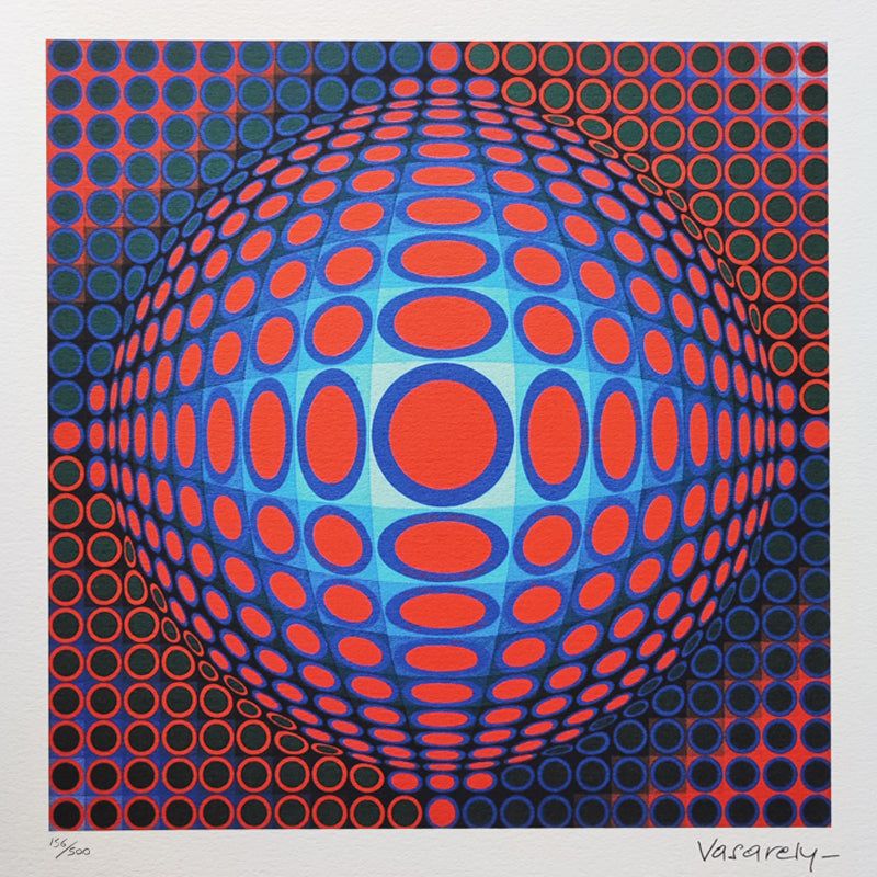 1970s Original Gorgeous Victor Vasarely Op Art Limited Edition Lithograph