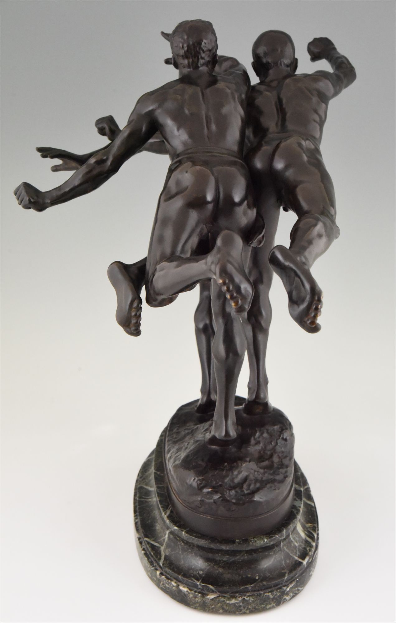 Antique bronze sculpture of 3 running athletes TO THE GOAL Alfred ...