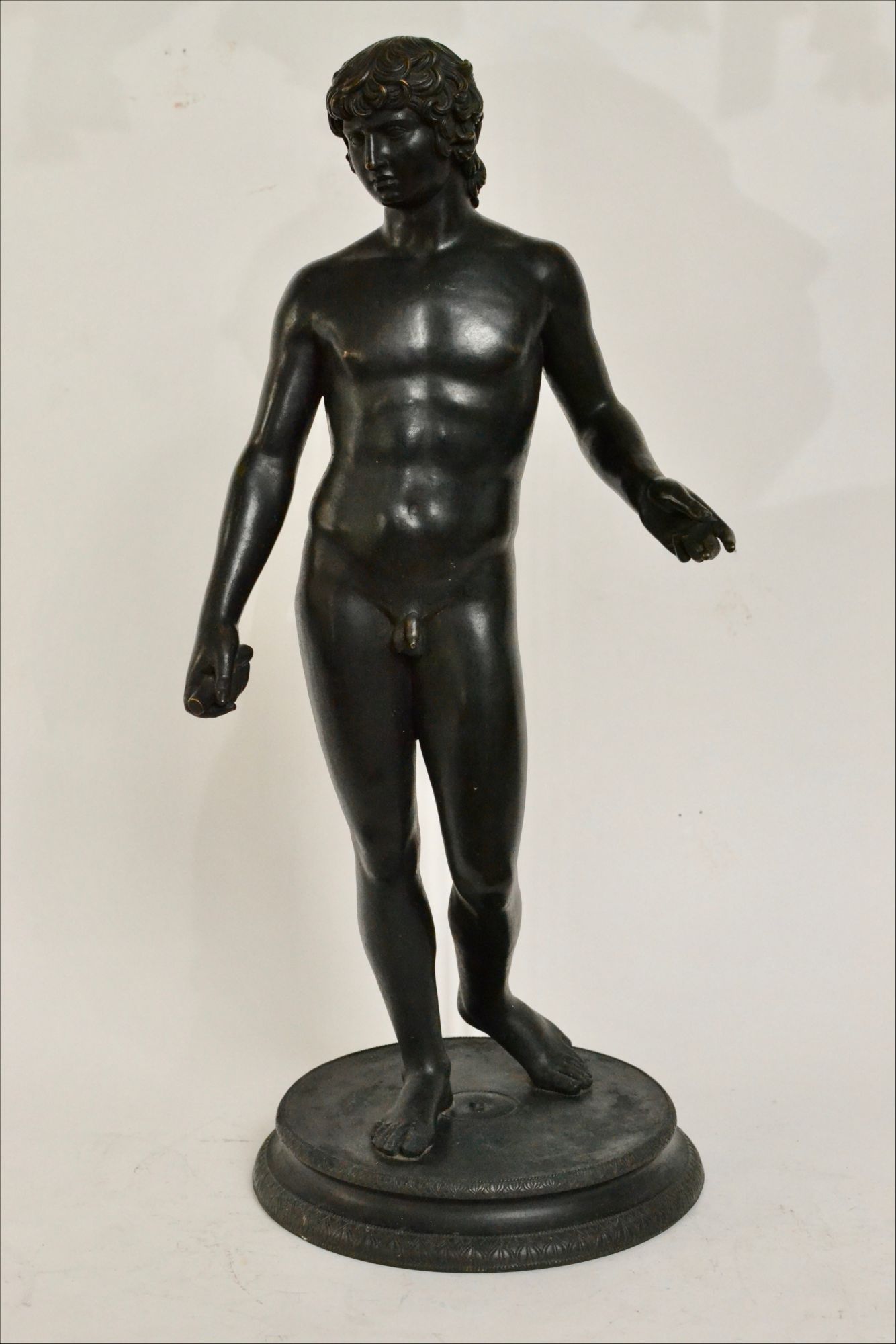 A Italian Bronze Sculpture Of Antinous Farnese, 19th Century.