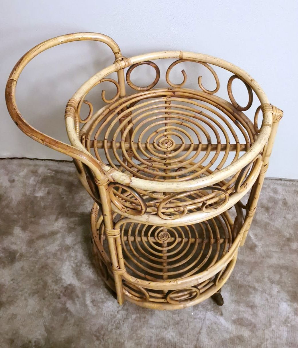 Bamboo & Rattan Serving Bar Cart by Franco Albini, Italy, 1960s for sale at  Pamono