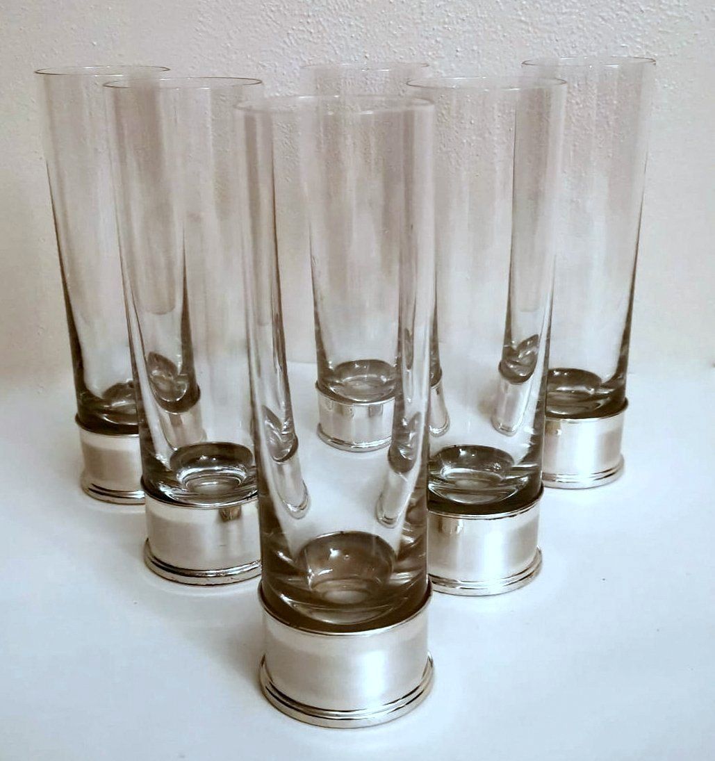 CRYSTAL WATER GLASSES LINES DESIGN ALL BLACK - Bohemia Crystal - Original  crystal from Czech Republic.