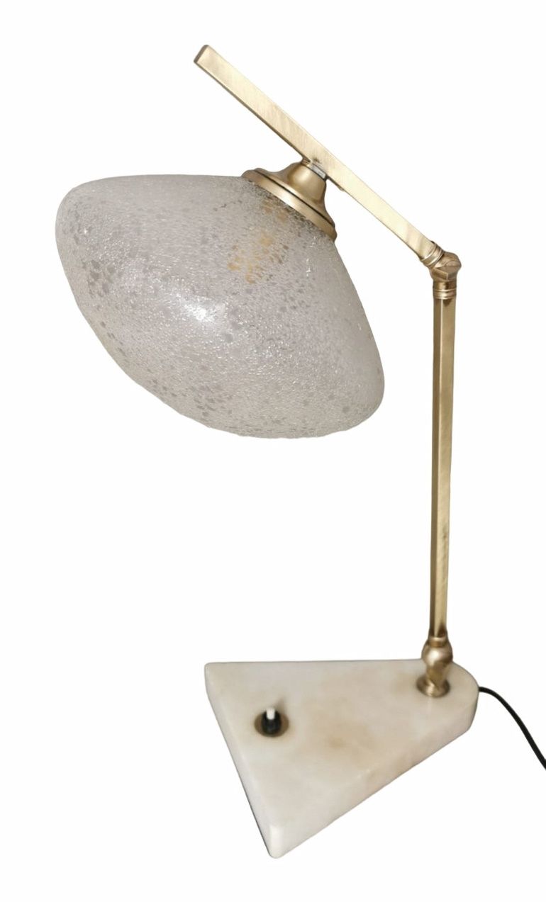 Vintage Italian Adjustable Table Lamp Made of Brass, Glass and Marble