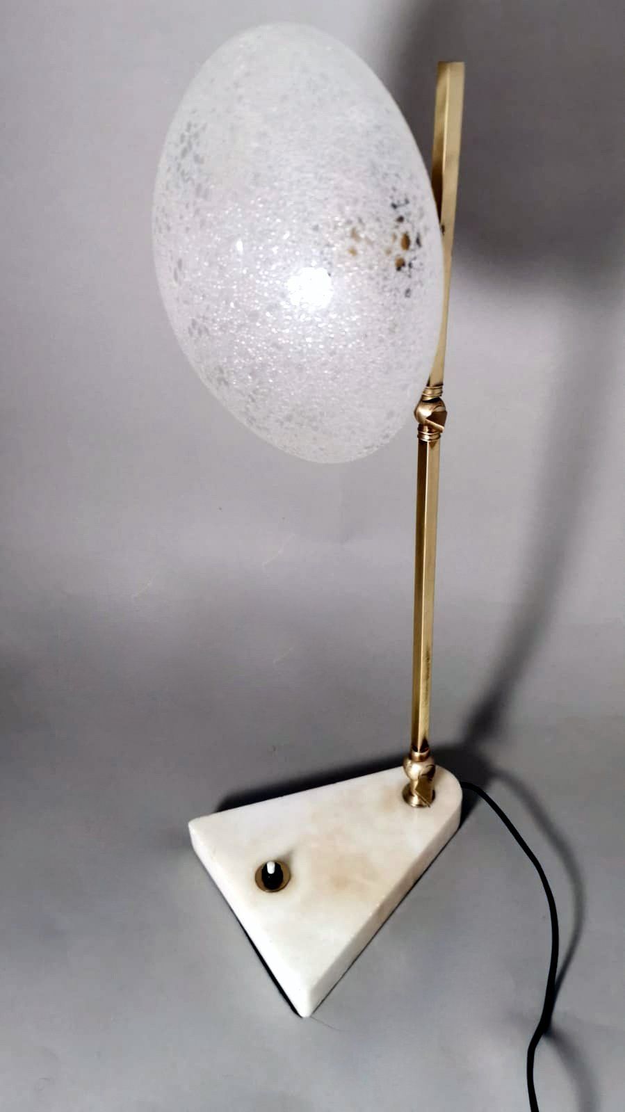 1940's French Crystal Glass Ball and Pierced Brass Lamps For Sale
