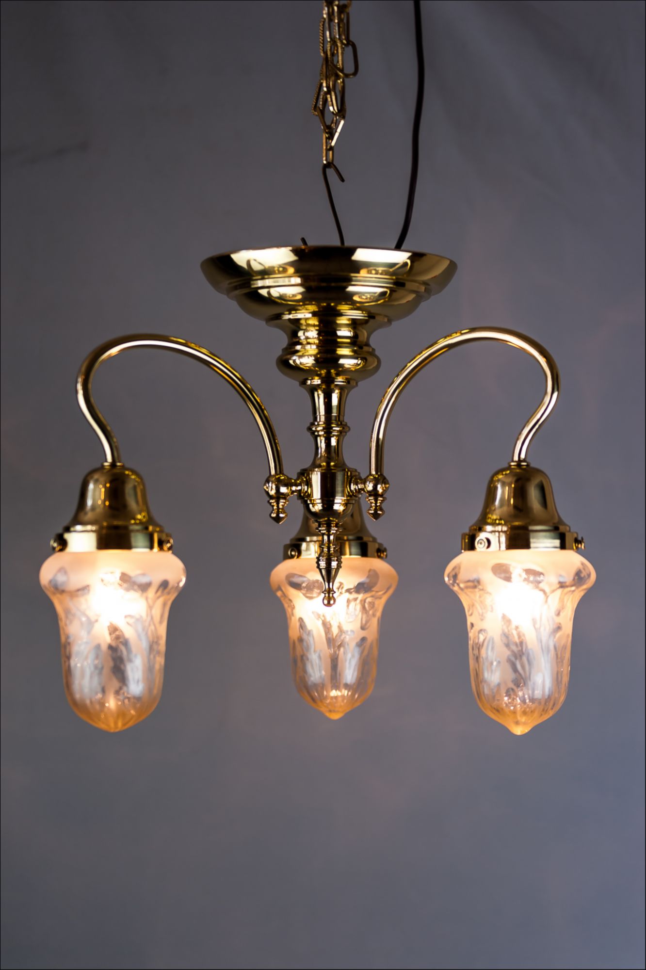 Jugendstil ceiling lamp around 1908 with original glass shades