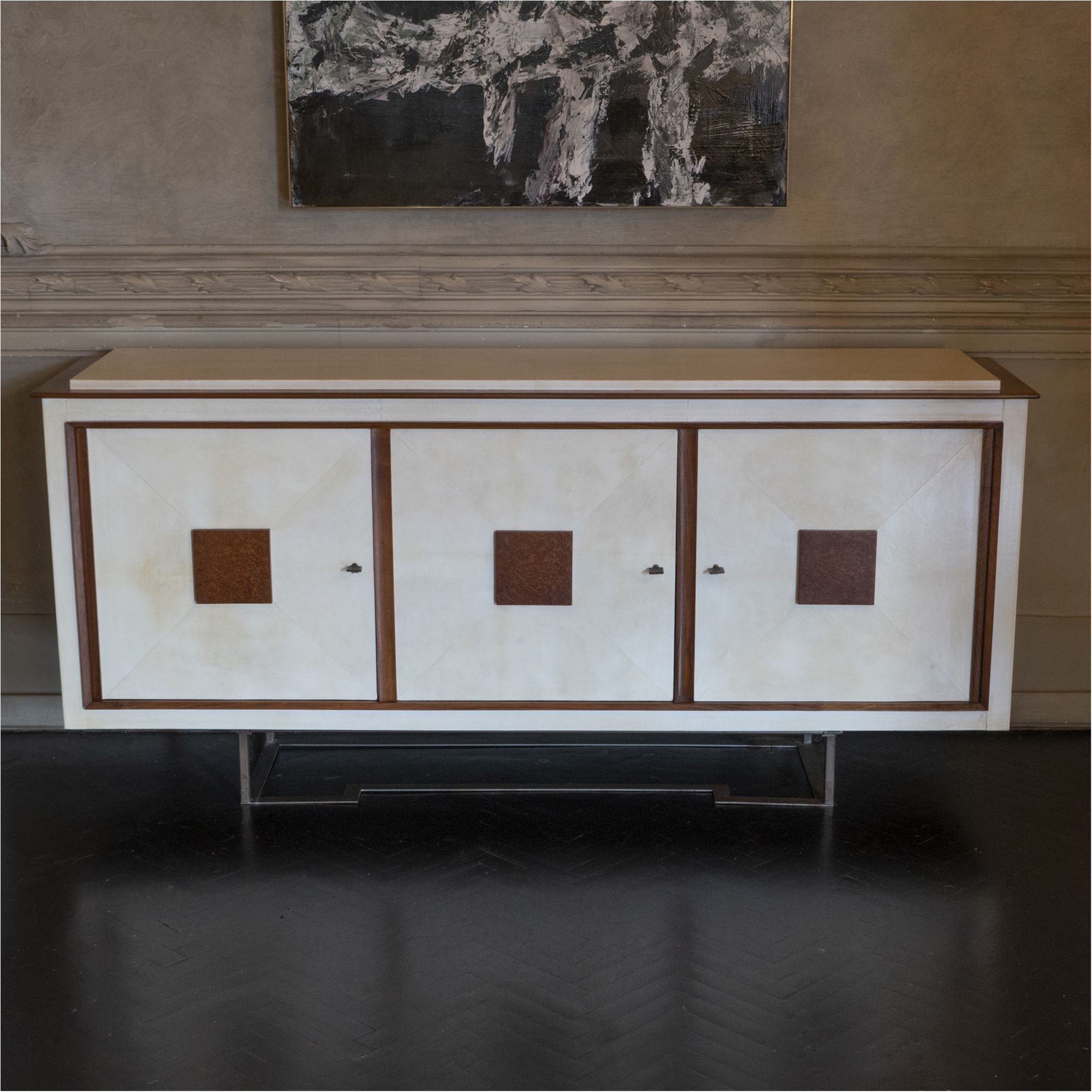 1960s Italian Parchment And Oak Sideboard