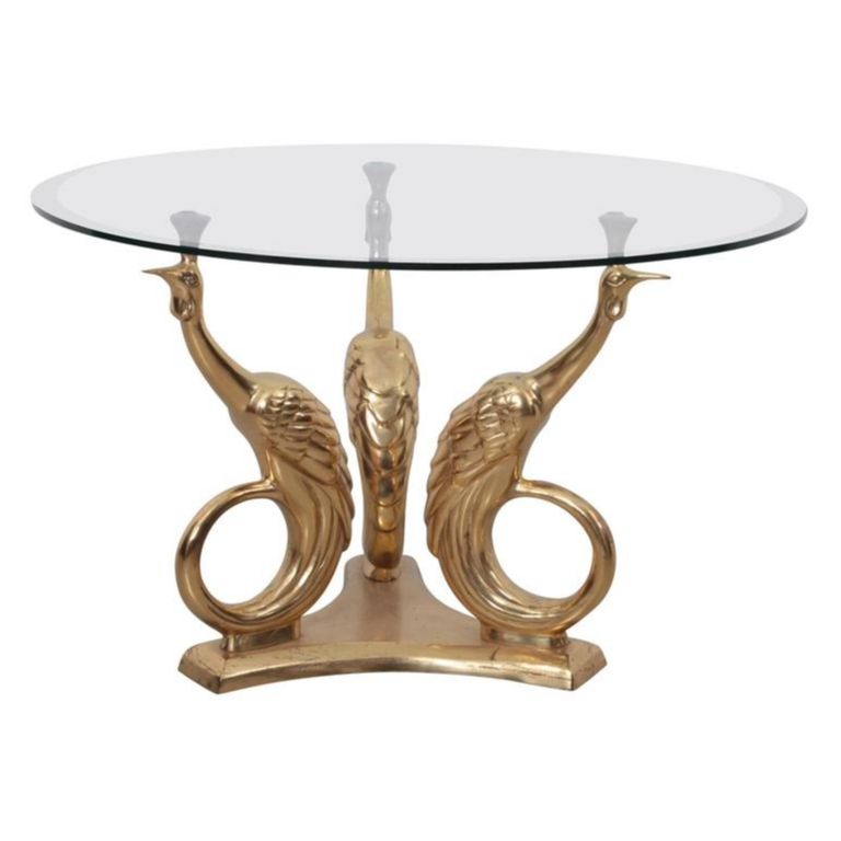 Brass Coffee Or Side Table With Peacocks