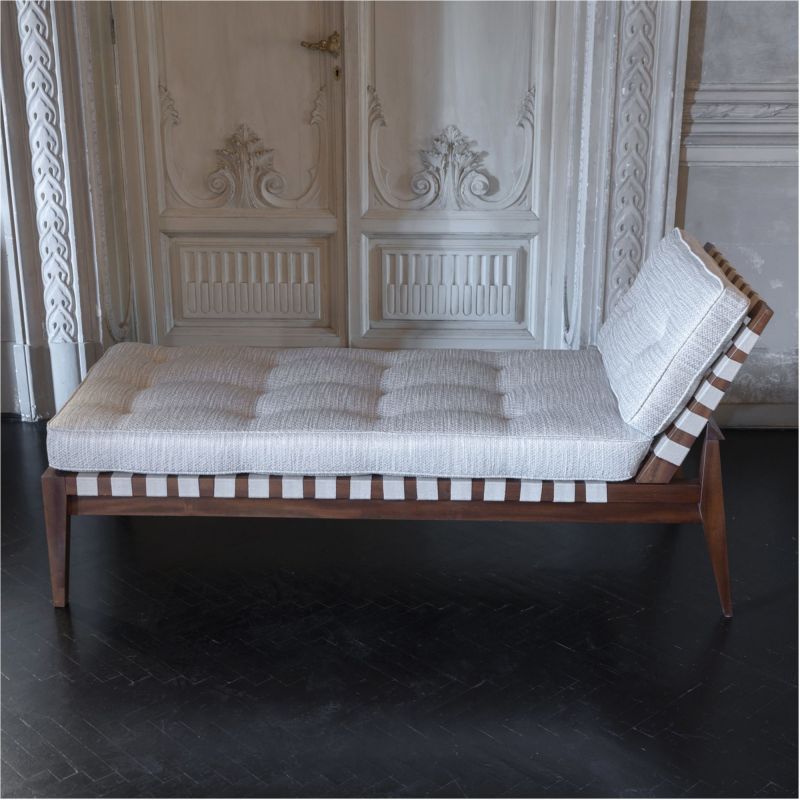 1950s Italian Mahogany Daybed, Ivory and Silver Grey Silk / Viscose ...