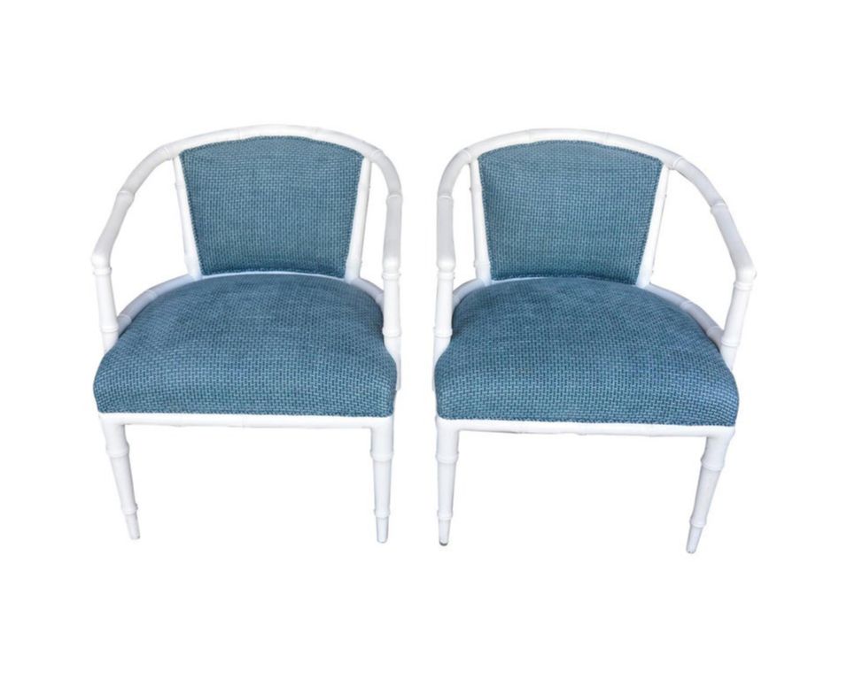 Pair Of Hollywood Regency Faux Bamboo Chairs