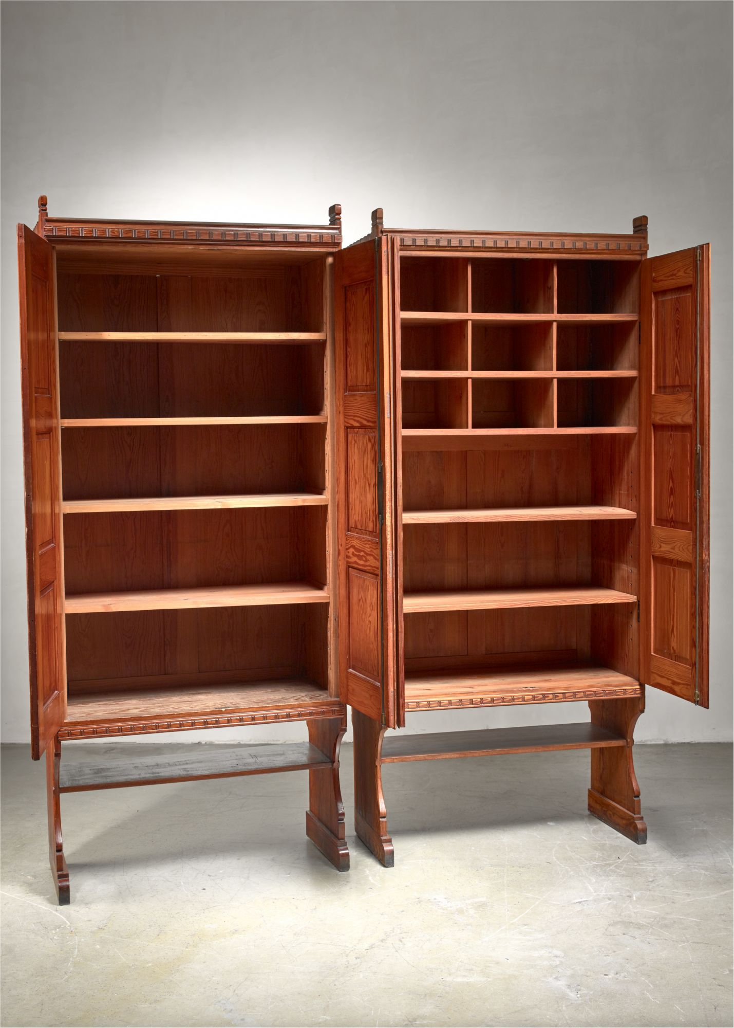 Martin Nyrop Pair Of Pine Cabinets Denmark Early 20th Century